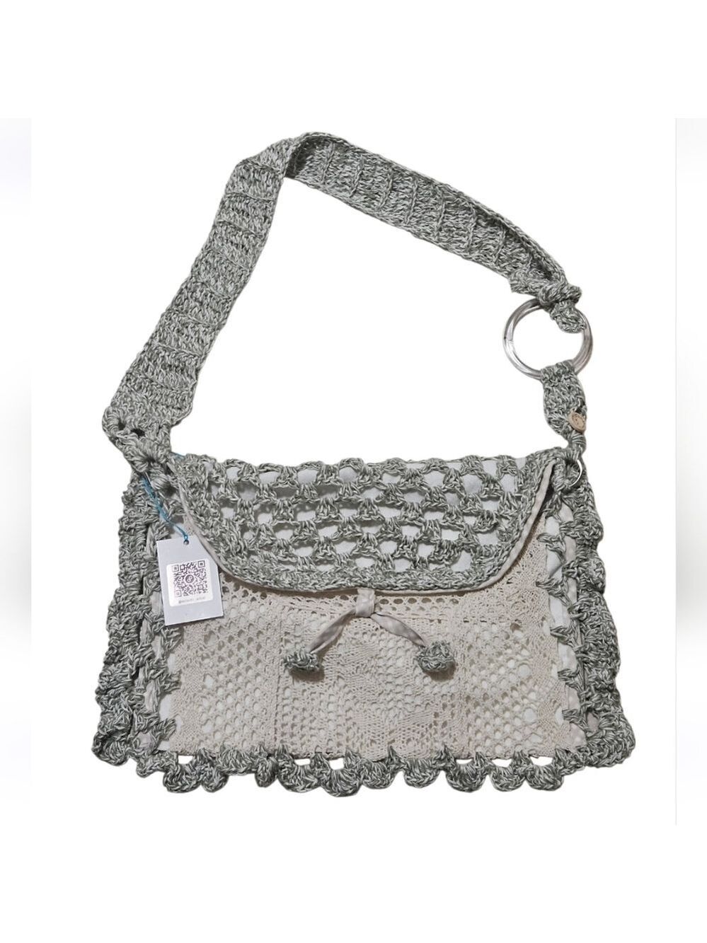 Handmade Crochet Boho Crossbody Bag  Upcycled Festival Retro Purse One-of-a-kind